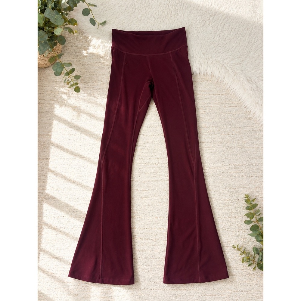 Free People Movement Flare Leggings Burgundy Maroon High Waisted Yoga Pants XS